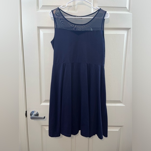 Dresses & Skirts - Classic Navy Mesh Yoke Midi Dress